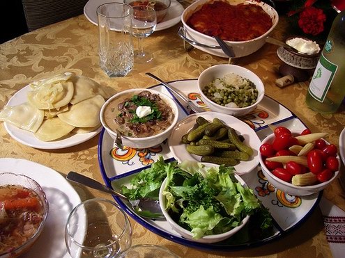 Ukrainian dinner is served Ukrainian dinner is served